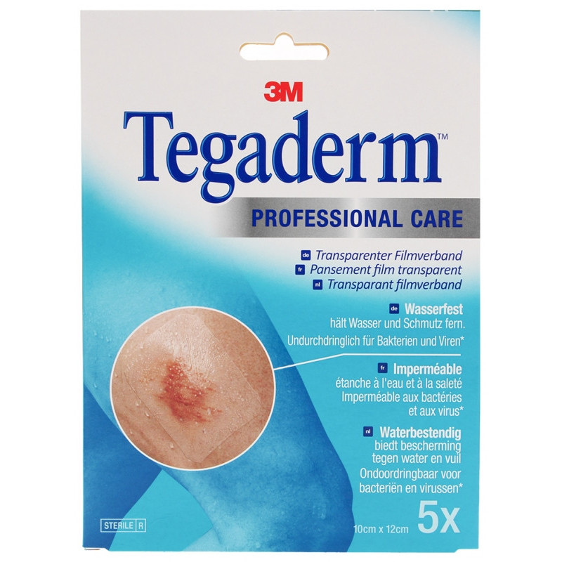 3M – Tegaderm Pansement film transparent étanche, 10 cm x 12 cm (boîte de 5)
