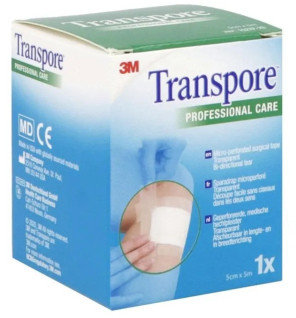 3M – Transpore Sparadrap microperforé transparent, 5 m x 5 cm