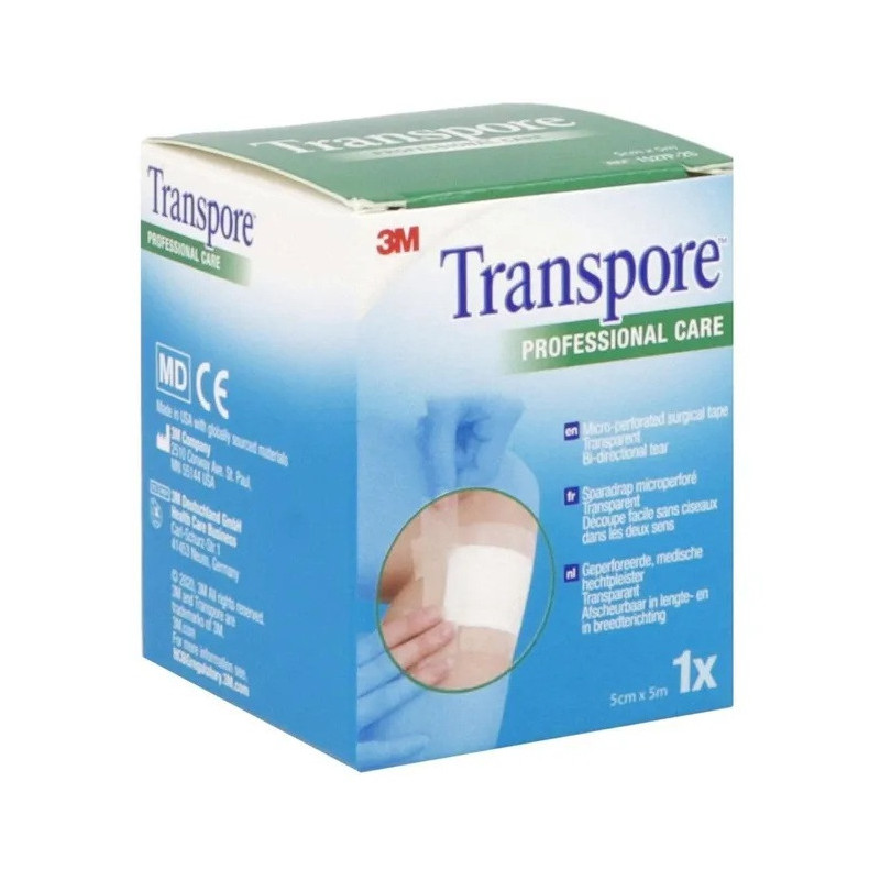 3M – Transpore Sparadrap microperforé transparent, 5 m x 5 cm 3M – Transpore Sparadrap microperforé transparent, 5 m x 5 cm