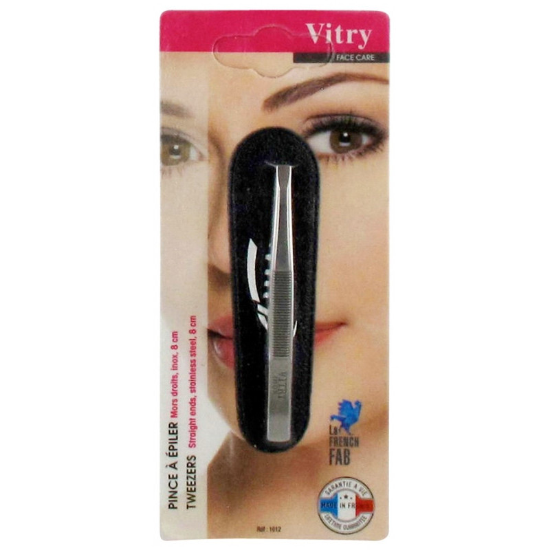 Vitry – Face Care pince à épiler mors droits inox 8 cm, 1 pince