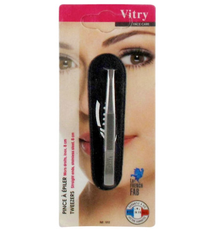 Vitry – Face Care pince à épiler mors droits inox 8 cm, 1 pince