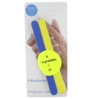 Vitry – 12 limes à ongles sur bois 12 cm, 12 pièces