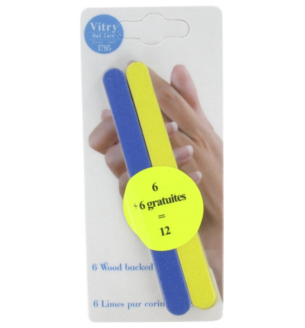 Vitry – 12 limes à ongles sur bois 12 cm, 12 pièces