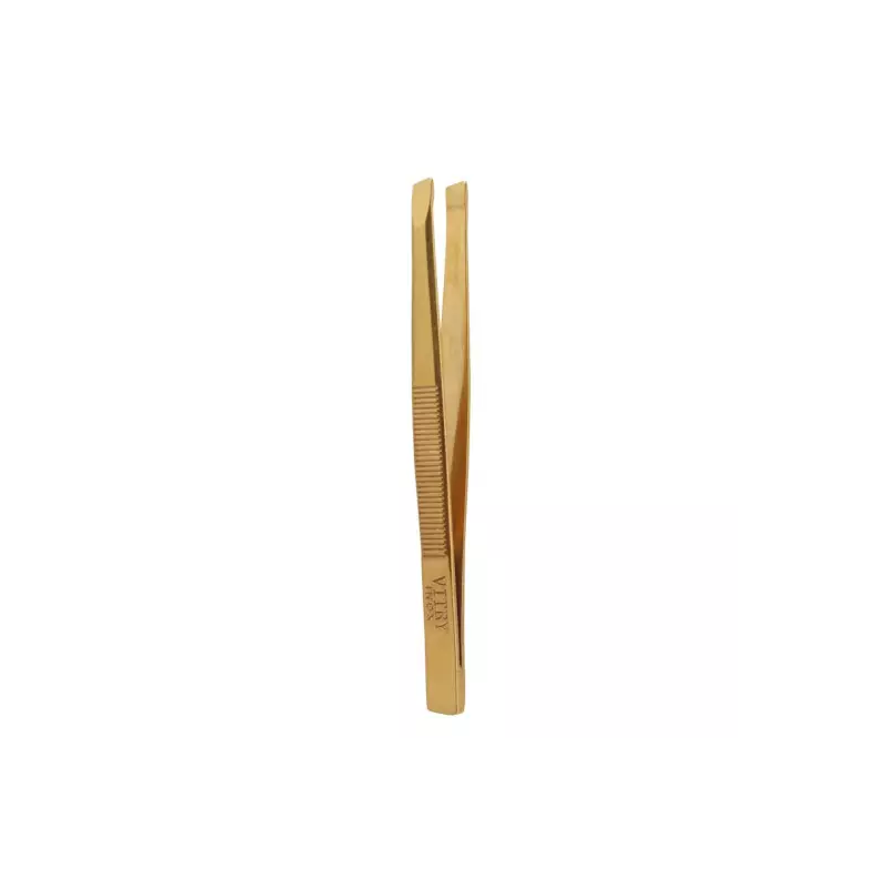 Vitry – Pince à épiler prestige inox dorée mors biais, 1 pince
