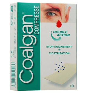 Coalgan – Stop Saignement + Cicatrisation compresses stériles, 5 unités