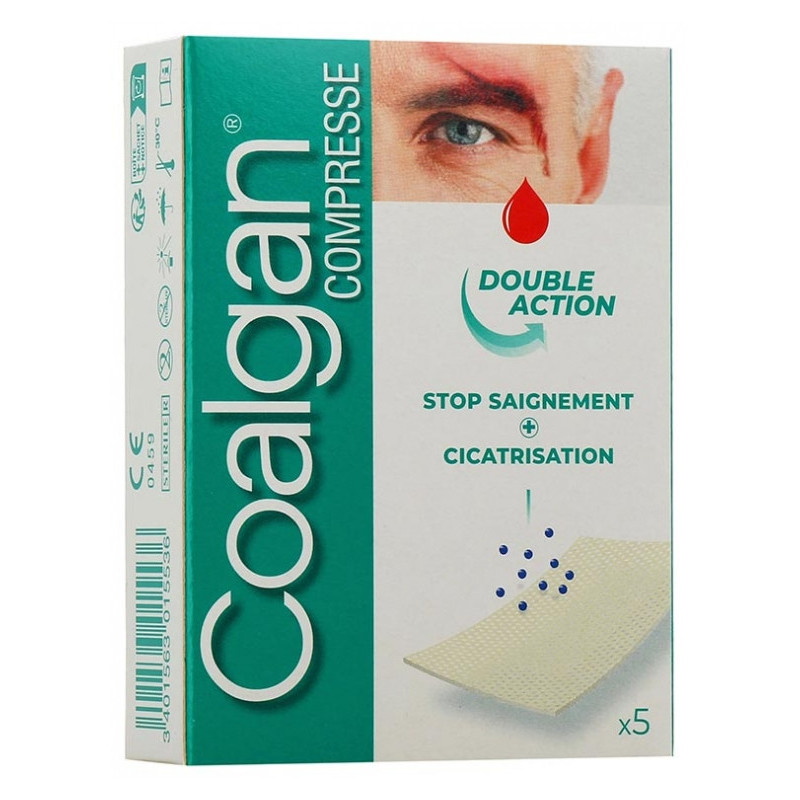Coalgan – Stop Saignement + Cicatrisation compresses stériles, 5 unités