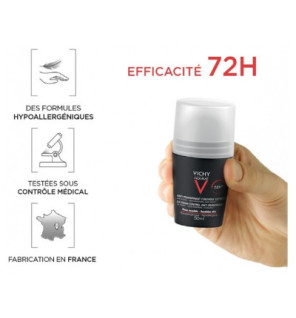 Vichy – Homme Déodorant Anti-Transpirant 72H Contrôle Extrême Roll-On, 50 ml