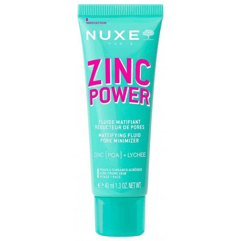Nuxe – ZINC POWER Fluide Matifiant Réducteur de Pores Visage Peaux Mixtes à Grasses à Tendance Acnéique, 40ml Nuxe – ZINC POWER Fluide Matifiant Réducteur de Pores Visage Peaux Mixtes à Grasses à Tendance Acnéique, 40ml