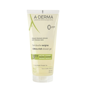 A-Derma – Les Indispensables Gel Douche Surgras 3 en 1 Visage et Corps Peaux Fragiles Sèches, 200 ml
