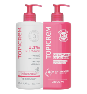 Topicrem – Ultra-hydratant Lot x2 lait corps, 2 x 500 ml