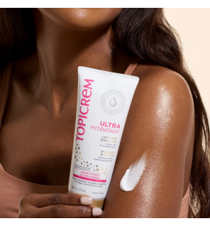 Topicrem – Ultra-Hydratant Scintillant Corps - Lait hydratant 24h & illuminateur doré, 200 ml