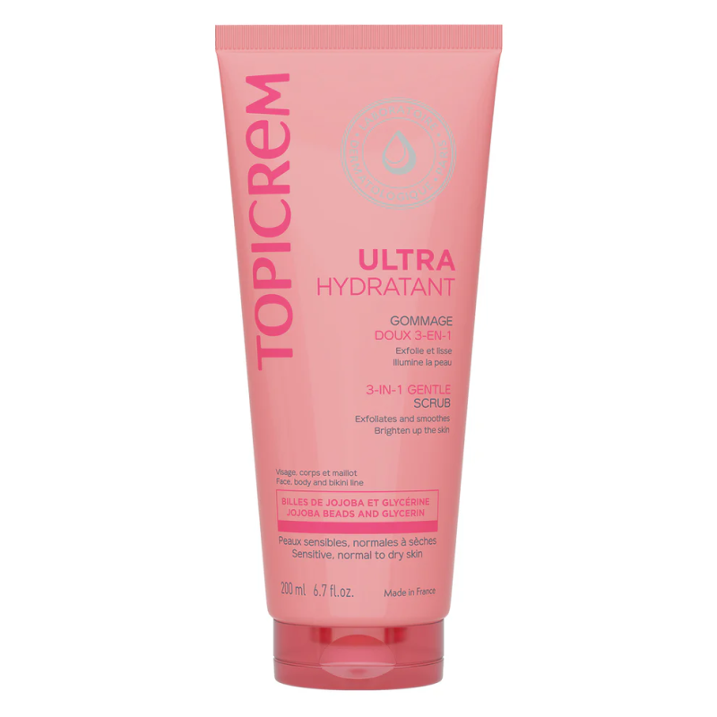 Topicrem – Ultra-hydratant Gommage doux 3-en-1, 200 ml