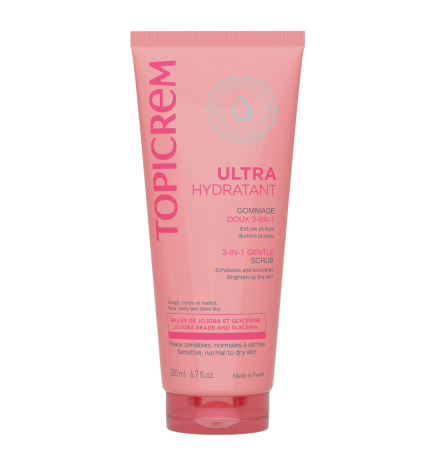 Topicrem – Ultra-hydratant Gommage doux 3-en-1, 200 ml