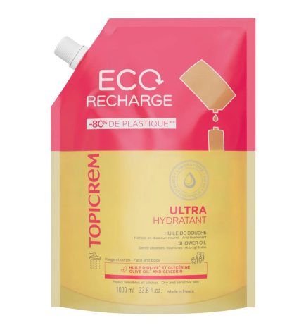 Topicrem – Ultra-hydratant Éco-recharge huile de douche, 1 L