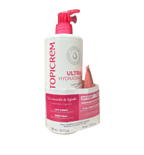 Topicrem – Ultra-hydratant Lait corps 500 ml + Gommage doux 50 ml