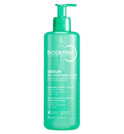 Bioderma – Sébium Gel moussant actif Peaux à tendance acnéique, 400 ml