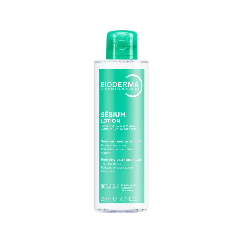 Bioderma – Sébium Lotion Soin purifiant astringent visage peaux mixtes à grasses, 200 ml