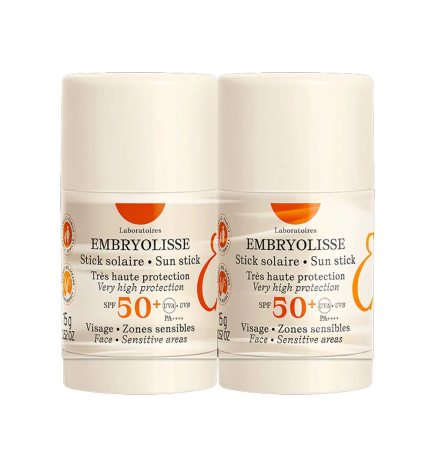Embryolisse – Stick solaire SPF50+ visage zones sensibles, 2 x 15 g
