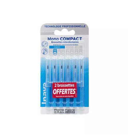 Inava – Brossettes interdentaires Mono Compact étroit 0,8 mm, 4 + 2 offertes