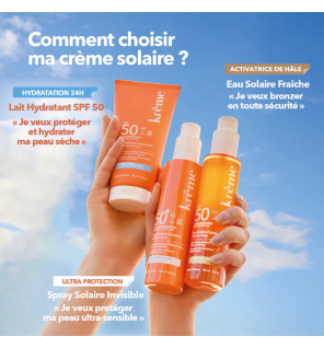 Krème – Eau solaire fraîche SPF50 corps tous types de peaux, 50 ml