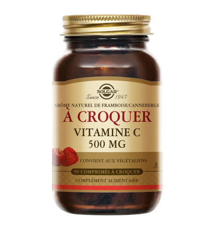 Vitamine C – Comprimés à croquer 500 mg goût framboise/cranberry, 90 comprimés