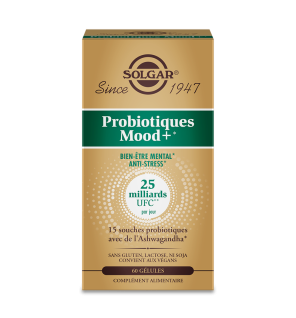 Solgar – Probiotiques Mood+ Bien-être mental anti-stress, 60 gélules