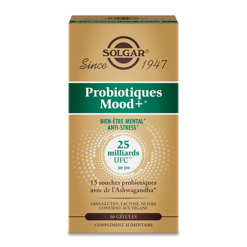 Solgar – Probiotiques Mood+ Bien-être mental anti-stress, 60 gélules