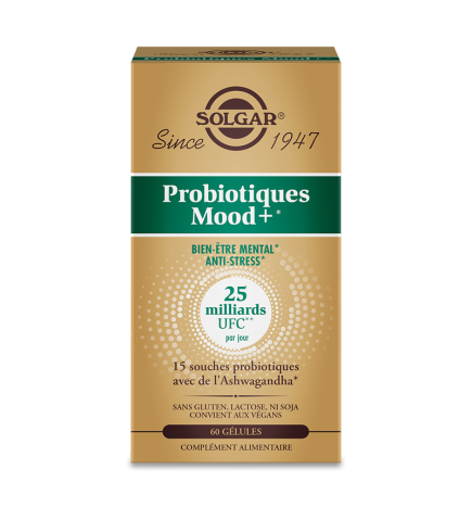 Solgar – Probiotiques Mood+ Bien-être mental anti-stress, 60 gélules