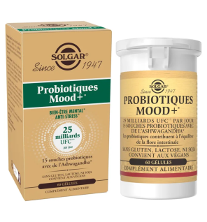 Solgar – Probiotiques Mood+ Bien-être mental anti-stress, 60 gélules