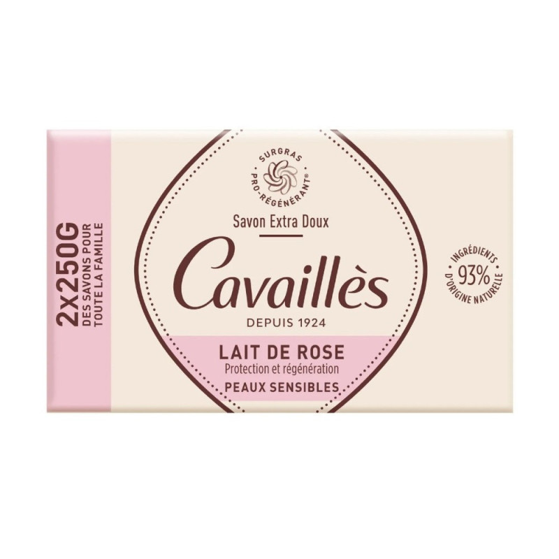 Rogé Cavaillès – Savon Extra-Doux Surgras Lait de Rose, 2x250 g