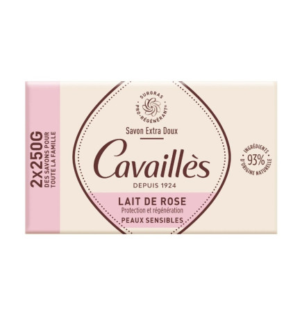 Rogé Cavaillès – Savon Extra-Doux Surgras Lait de Rose, 2x250 g