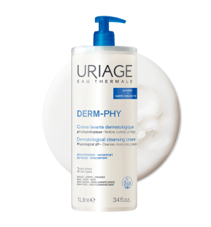 Uriage – DERM-PHY Crème Lavante Dermatologique Visage Corps Cheveux, 1 L