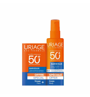 Uriage – Bariésun Crème Protectrice Visage SPF50+ et Spray Invisible Corps SPF50+, 250 ml