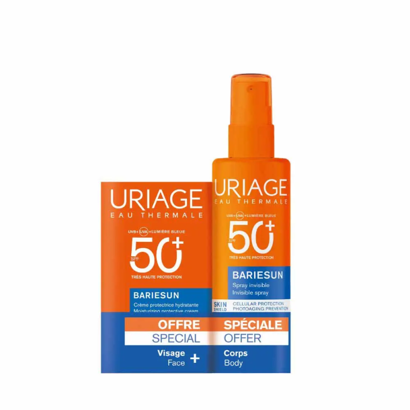 Uriage – Bariésun Crème Protectrice Visage SPF50+ et Spray Invisible Corps SPF50+, 250 ml Uriage – Bariésun Crème Protectrice Visage SPF50+ et Spray Invisible Corps SPF50+, 250 ml