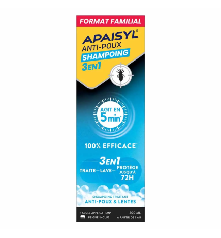 Apaisyl – Shampoing anti-poux 3en1, 200 ml