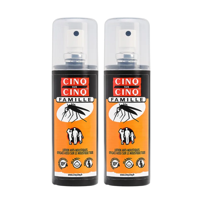 Cinq sur Cinq – Spray Lotion Anti-Moustiques Famille, 2 x 100 ml