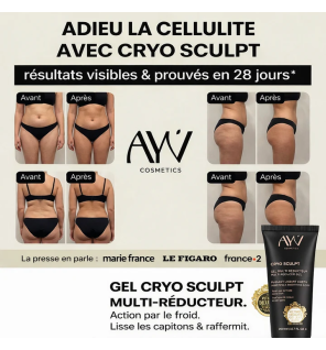 AYV Cosmetics – Cryo Sculpt Gel multi réducteur lissant corps, 200 ml
