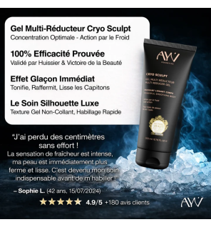 AYV Cosmetics – Cryo Sculpt Gel multi réducteur lissant corps, 200 ml