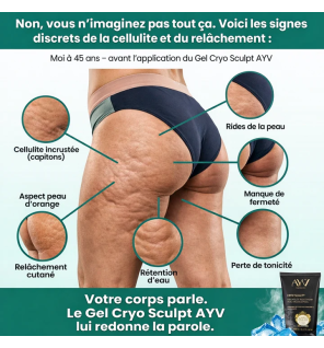 AYV Cosmetics – Cryo Sculpt Gel multi réducteur lissant corps, 200 ml