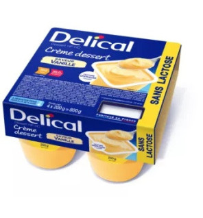 Delical – HP PC crème dessert sans lactose vanille, 4x200 g