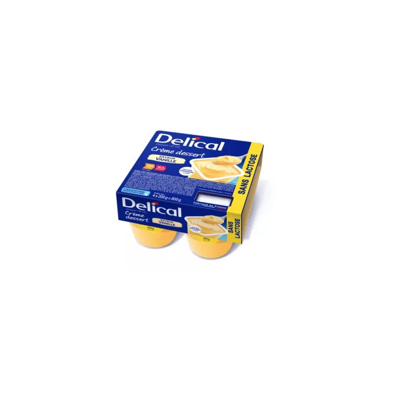 Delical – HP PC crème dessert sans lactose vanille, 4x200 g