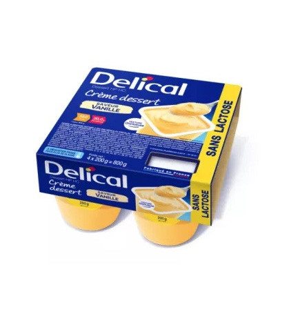 Delical – HP PC crème dessert sans lactose vanille, 4x200 g