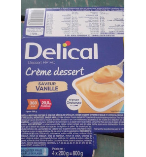 Delical – HP PC crème dessert sans lactose vanille, 4x200 g