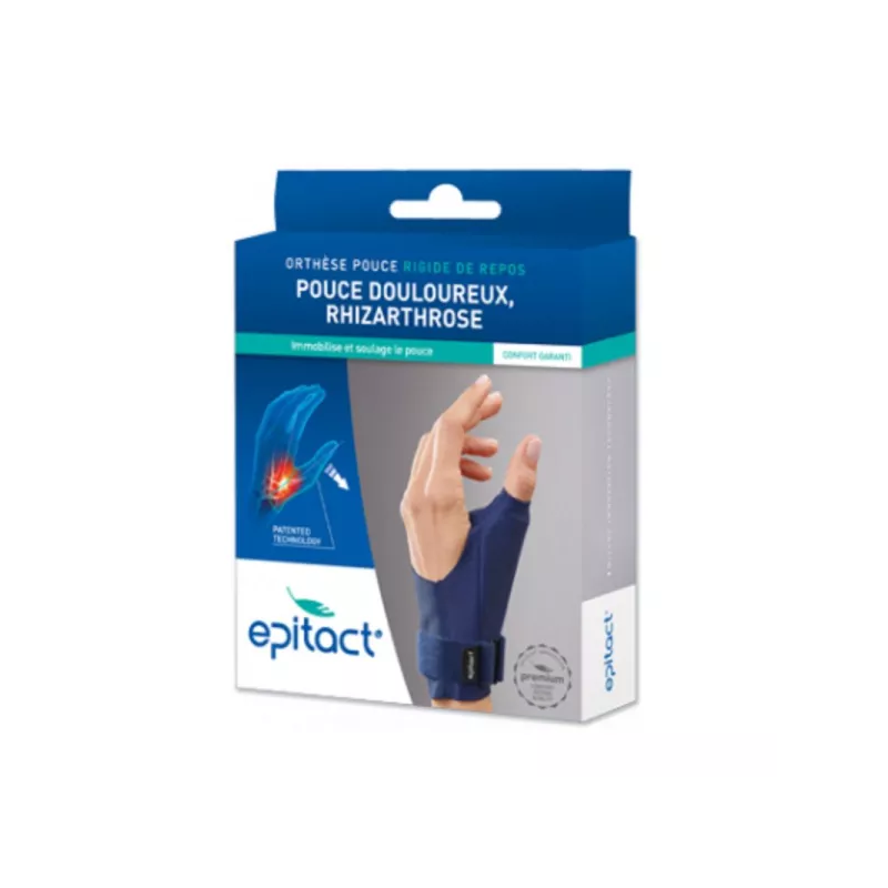 Epitact – Orthèse de pouce nuit thermoformable rigide main gauche taille M, 1 unité