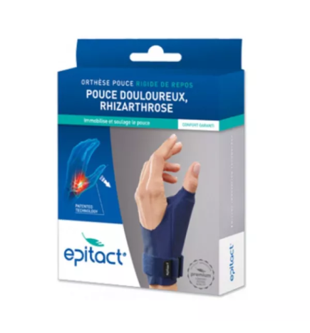 Epitact – Orthèse de pouce nuit thermoformable rigide main gauche taille M, 1 unité