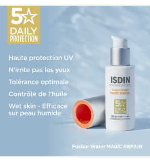 Isdin – Fusion Water Magic Repair SPF50 crème solaire visage, 50 ml