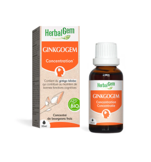 HerbalGem – GinkgoGem complexe de Ginkgo biloba bio circulation & mémoire, 30 ml
