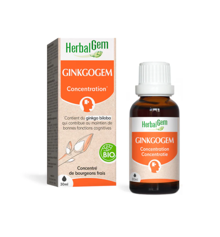 HerbalGem – GinkgoGem complexe de Ginkgo biloba bio circulation & mémoire, 30 ml