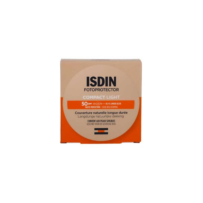 Isdin – Fotoprotector Compact couverture naturelle longue durée SPF50 Light, 10 g