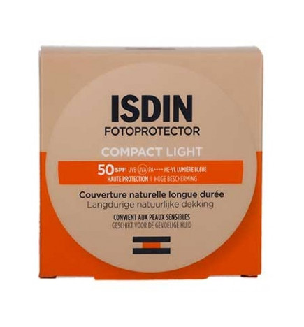 Isdin – Fotoprotector Compact couverture naturelle longue durée SPF50 Light, 10 g